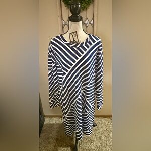 Sport Savvy size medium, EUC, long-sleeved, navy blue and white striped dress